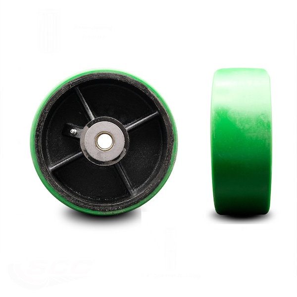 SCC-8" Green Poly on Cast Iron Wheel Only w/Roller Bearing-3/4"Bore-2500 lb Cpty